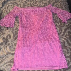Lilly Pulitzer Vibrant Pink Lace Long Sleeve Dress